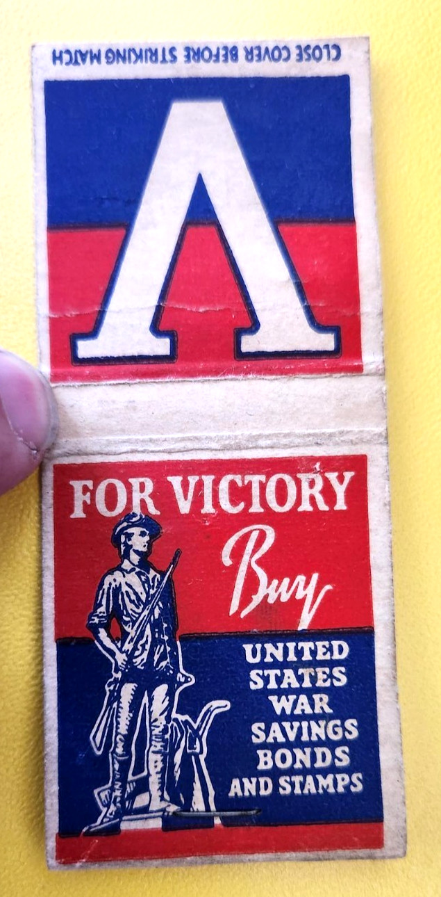 Vintage! “V” For Victory Matchbook! Buy United States War Savings Bonds & Stamps