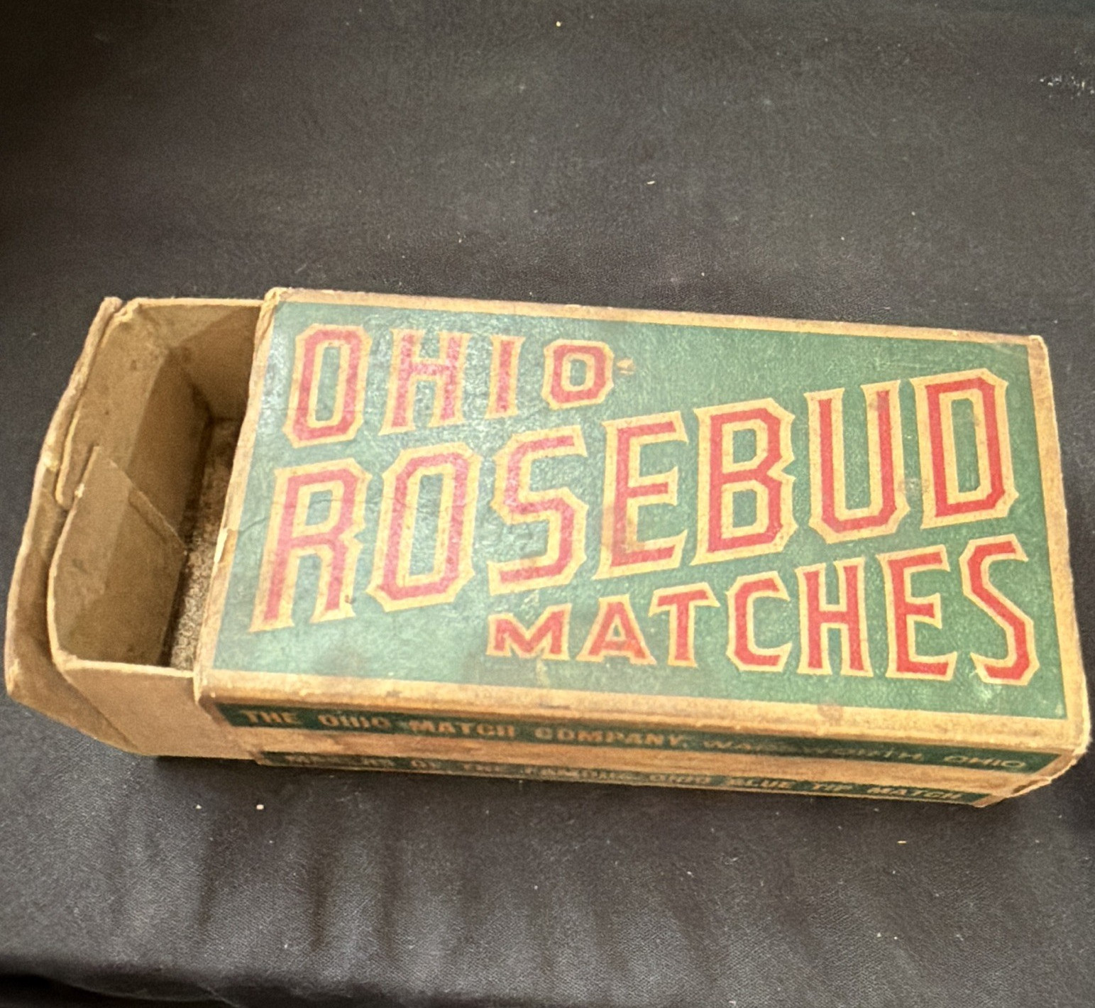 The Ohio Match Co Vintage Ohio Rosebud Matches Cardboard Matchbox Wadsworth