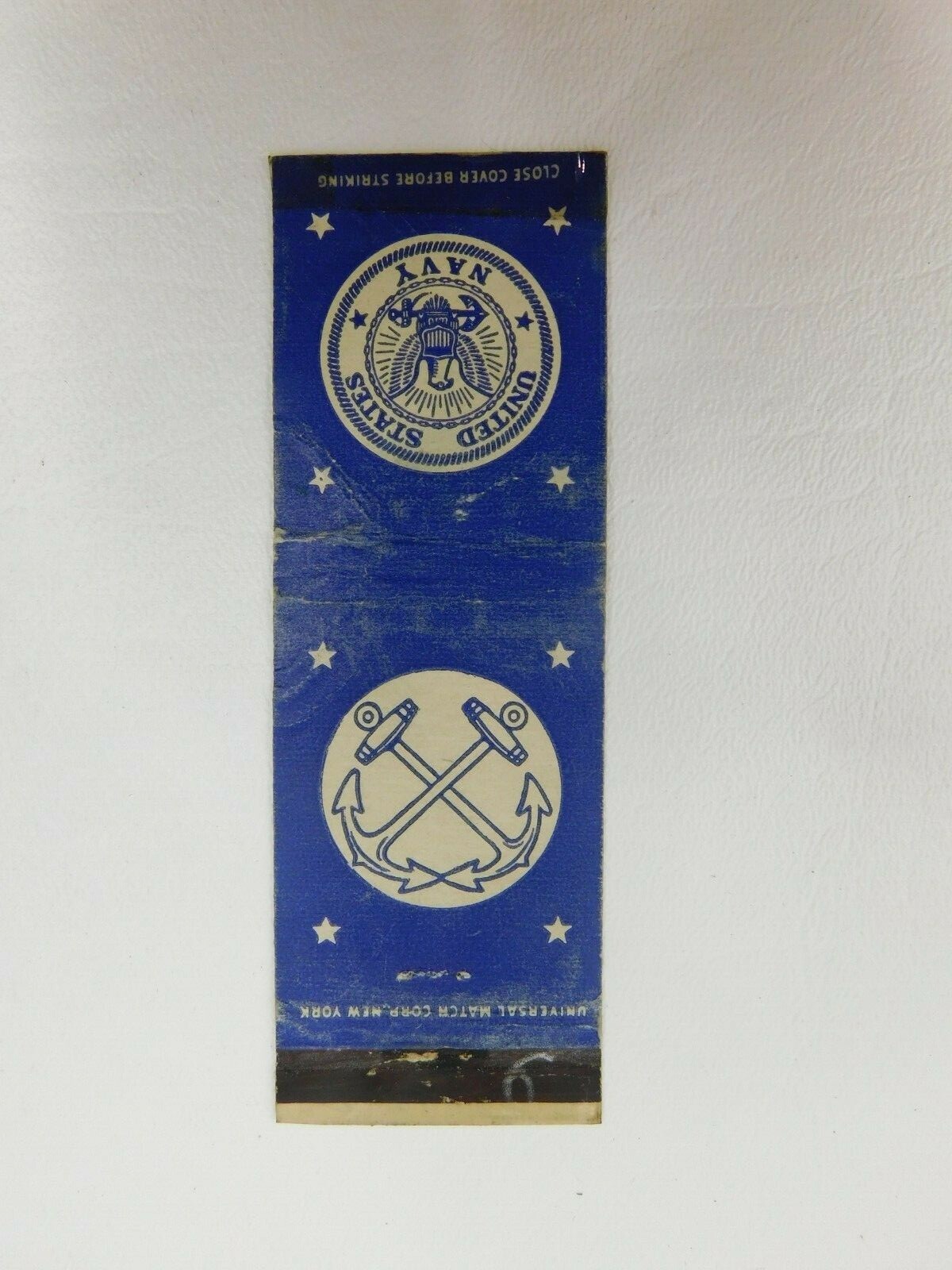 United States Navy Anchor Blue Stars Vintage Matchbook Cover