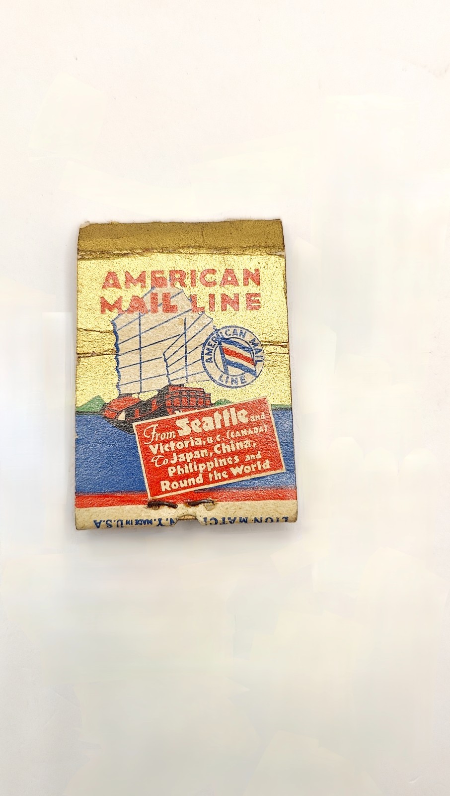 Vintage American Mail Line Trans Pacific Sailings Matchbook EMPTY