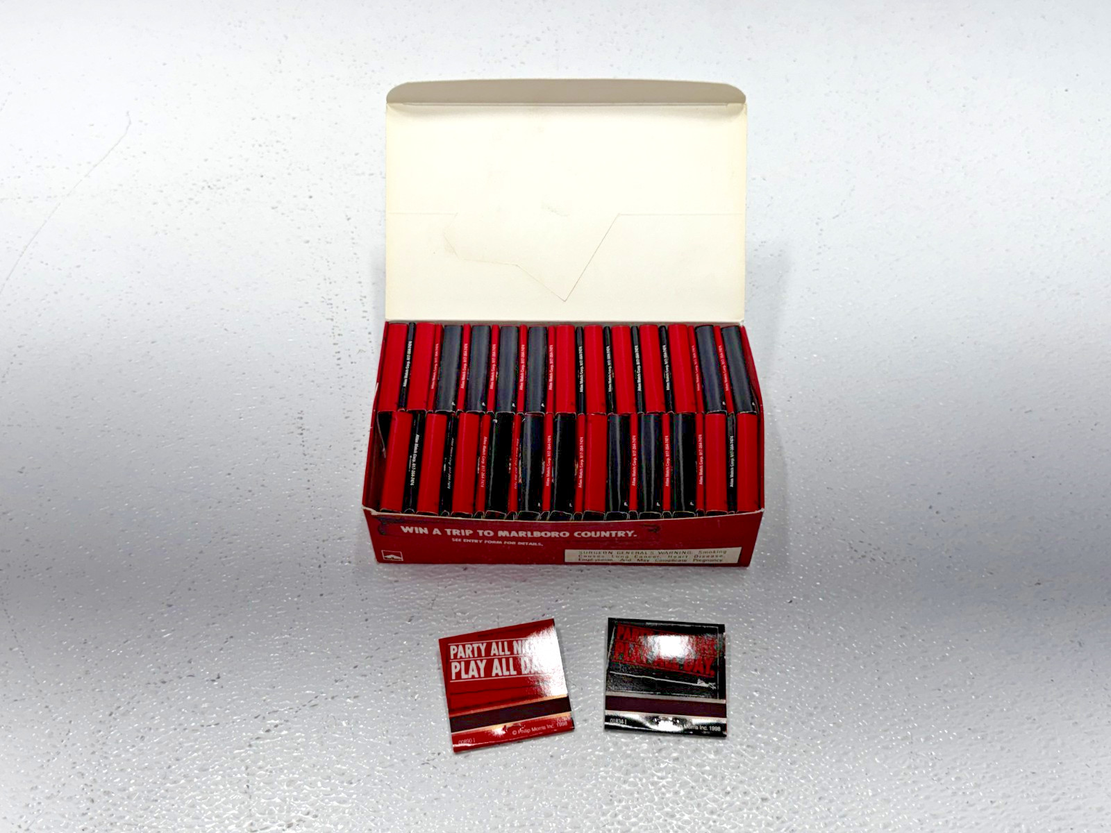 RARE FIND🚨Party At The Marlboro Ranch 1998 Matchbooks Black Red Matches Box