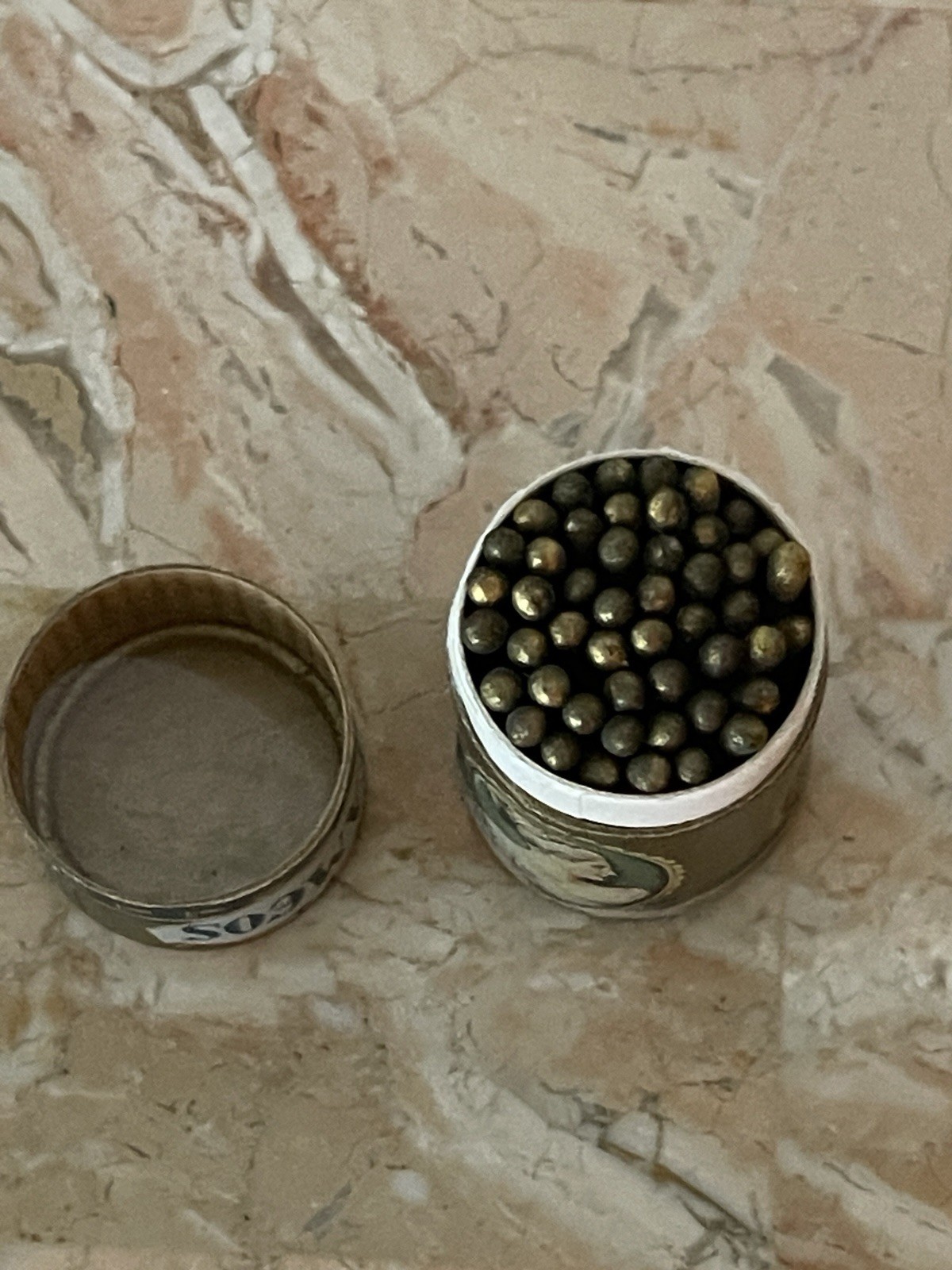 Vintage Golden Cameos Stick Matches in Original Cardboard Canister