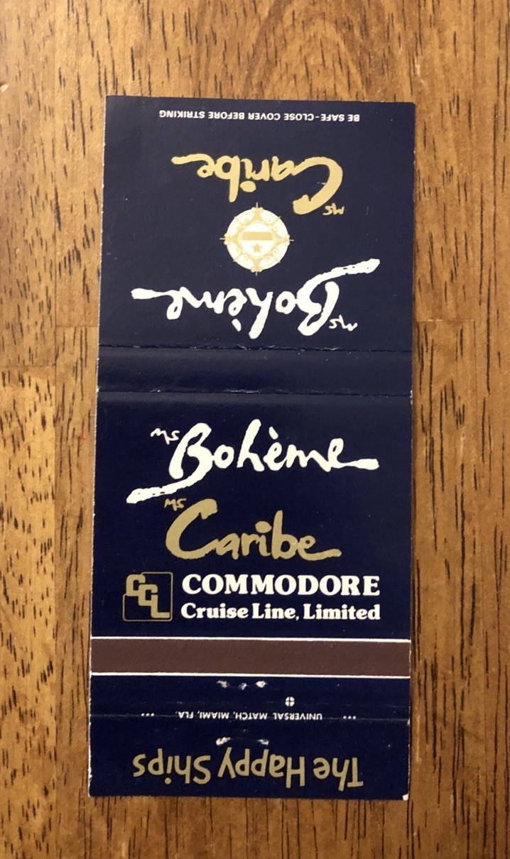 Commodore Cruise Line, Limited-The Happy Ships Matchbook Cover (X1)