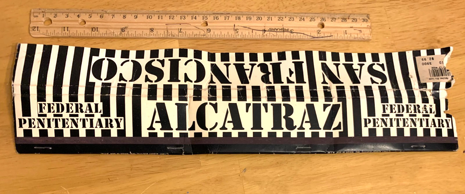 Vintage Matchbook San Franscico CA Alcatraz Federal Prison AD Full 15″ Damage