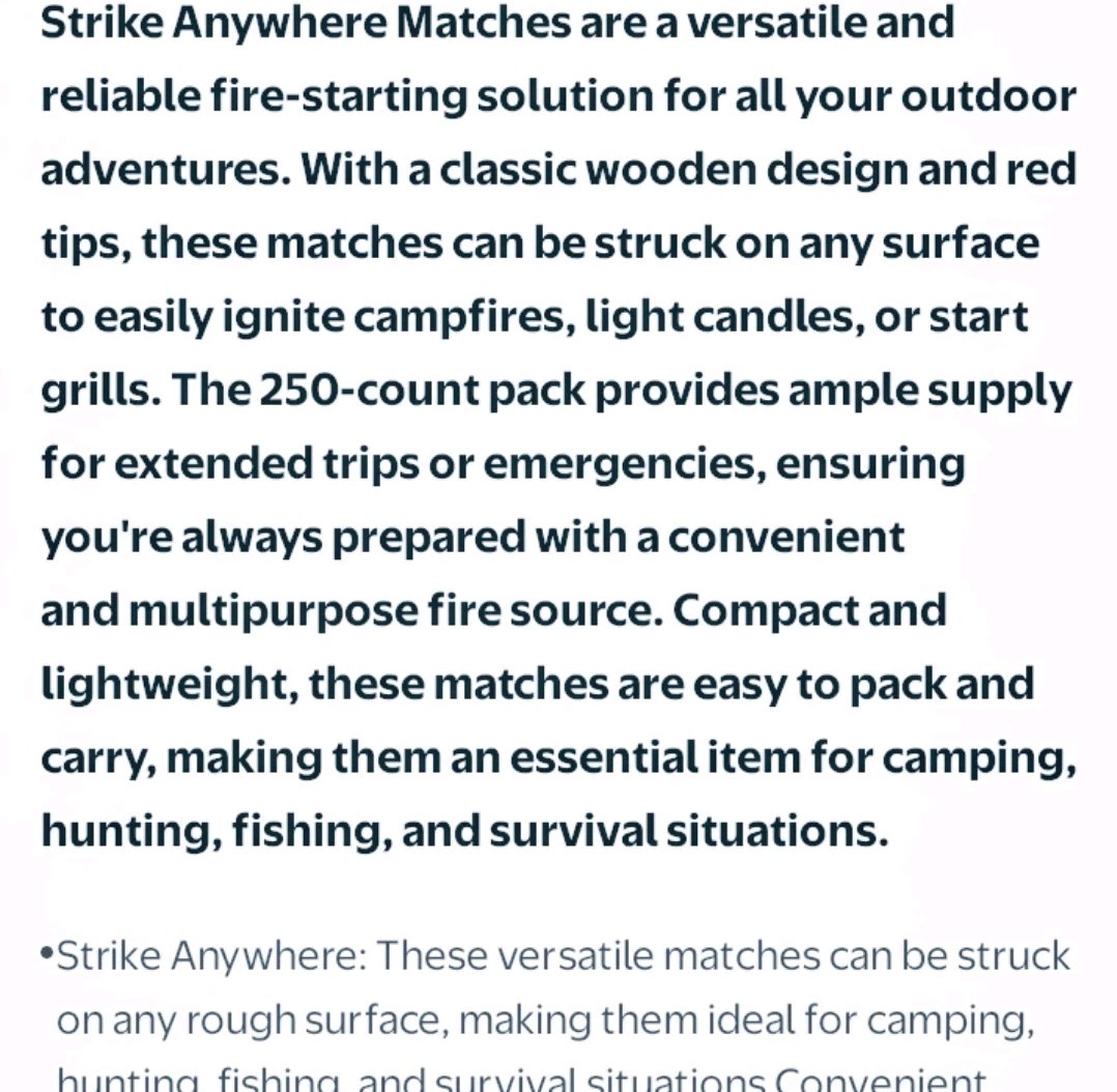 Cartwright Strike Anywhere Kitchen Matches (250 per Box) New!