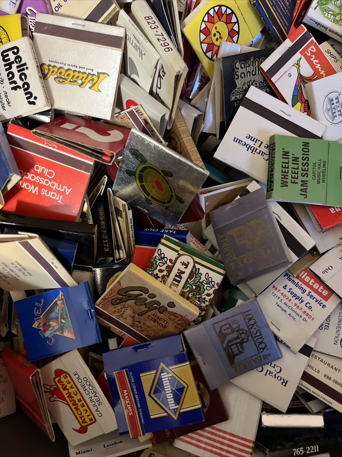 FRESH Lot of 65 Estate Mint Batch Vintage Full Unused Matchbooks No Dups Look😉