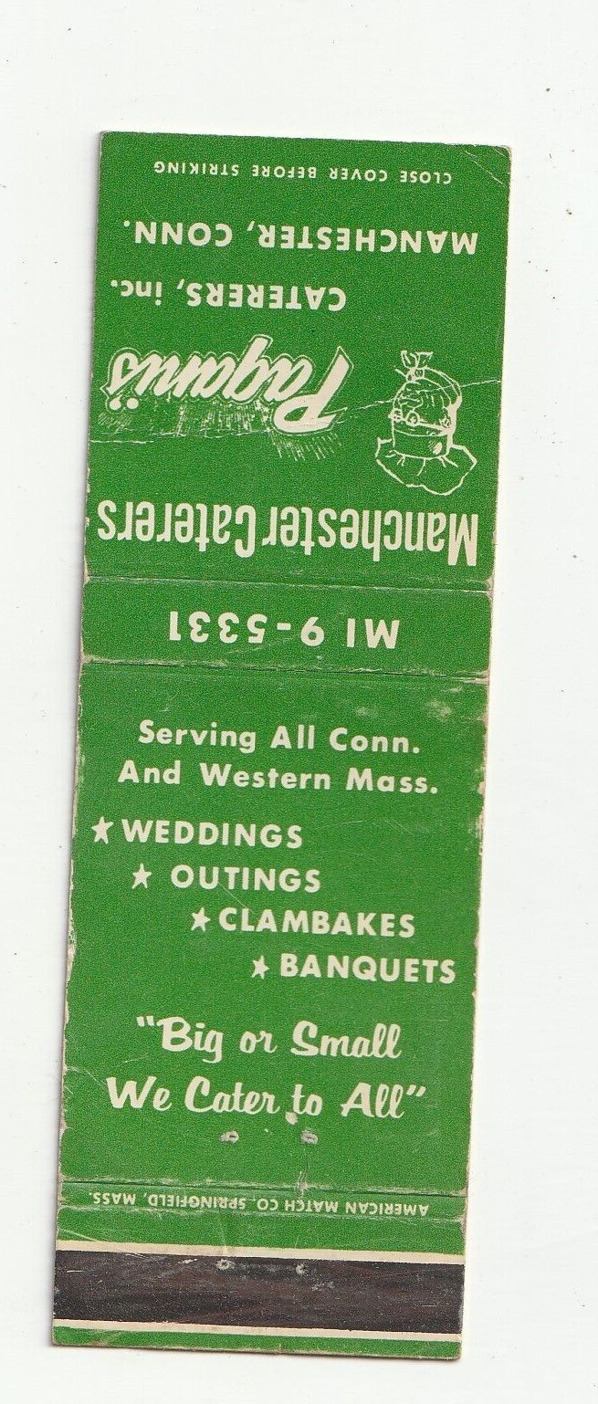MATCHBOOK COVER – PAGANI’S CATERERS – MANCHESTER CONNECTICUT