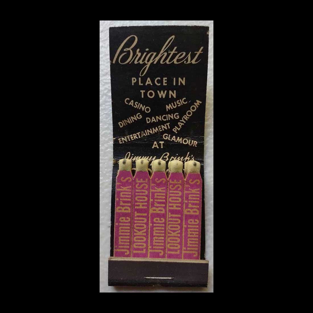 Feature Matchbook Full Book Jimmie Brink’s Lookout House Covington, Kentucky