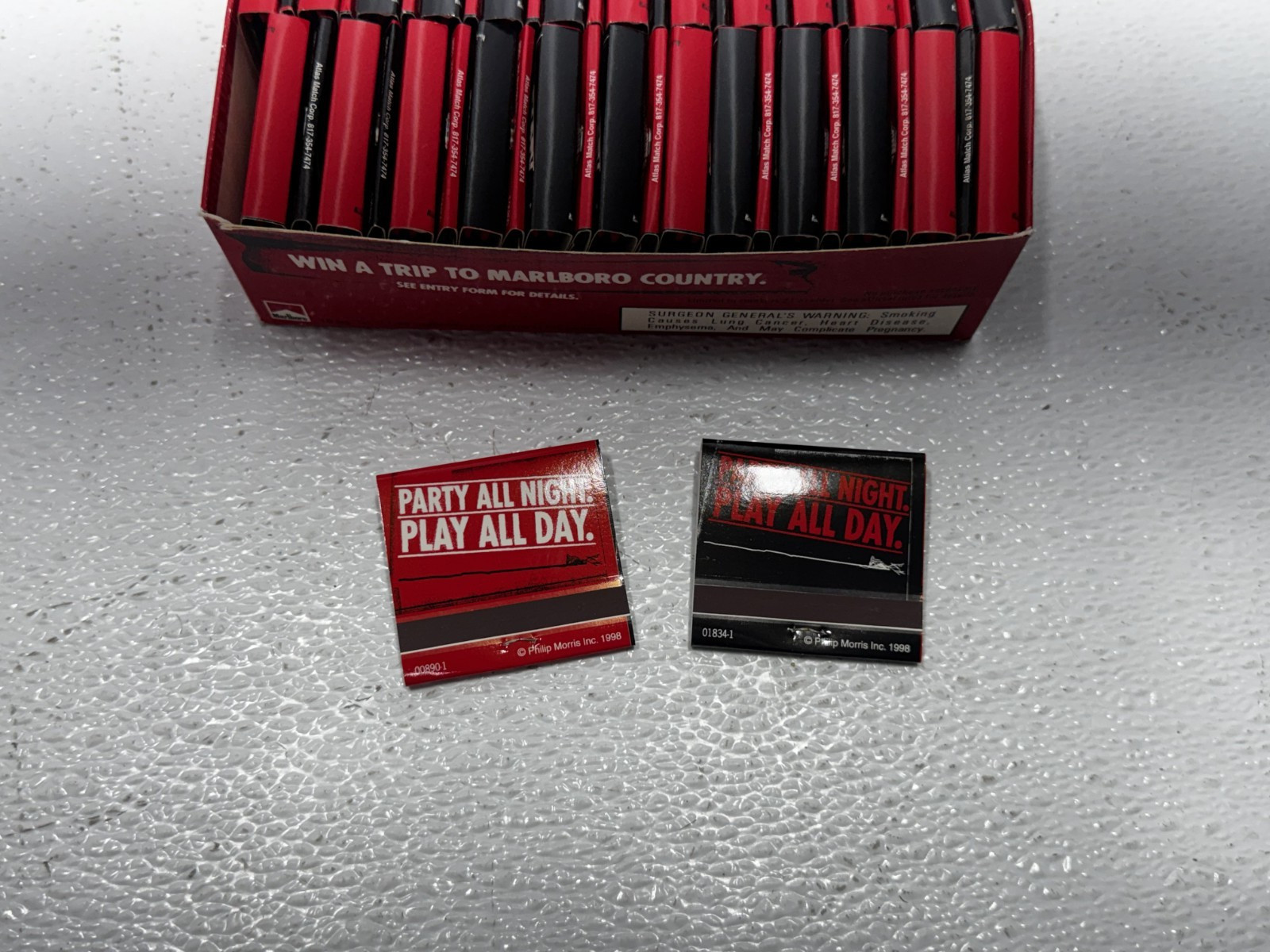 RARE FIND🚨Party At The Marlboro Ranch 1998 Matchbooks Black Red Matches Box