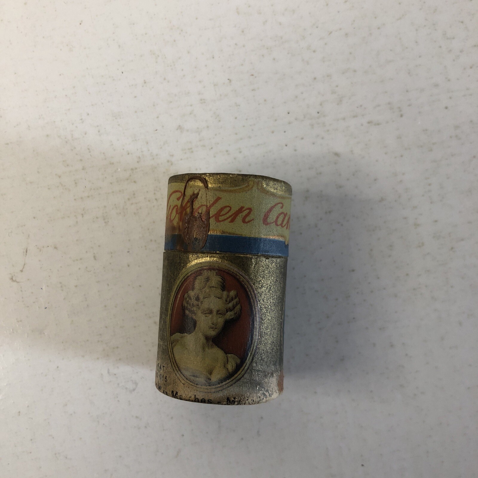 Vintage Golden Cameo Stick Matches in Original Cardboard Canister