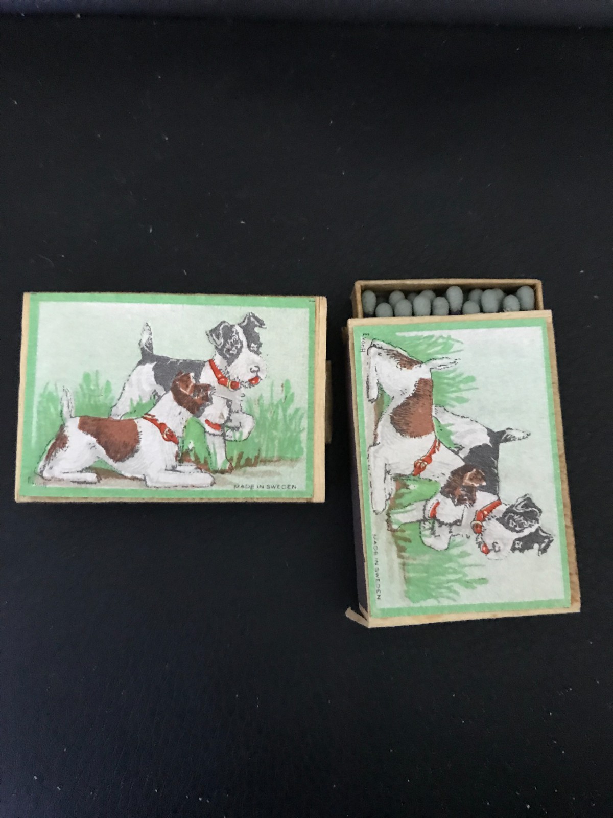 Pair of Cardboard Matchboxes with a Pair of Terriers on Cover – B aga