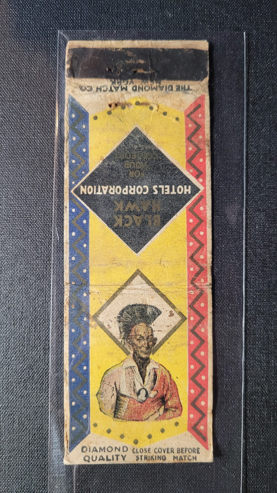 1920-30s Black Hawk Hotel Corp. “Diamond Quality” Matchbook MatchCover