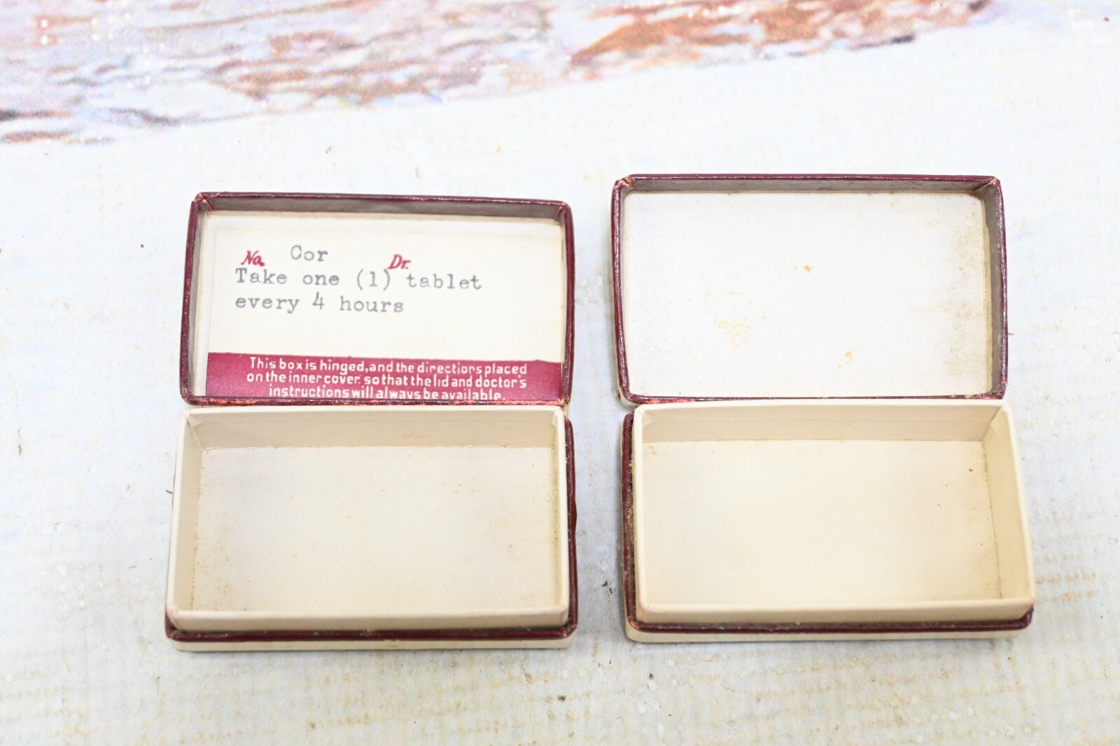 2 Old Rare Torbeson Drug Co. Valparaiso IN Antique Cardboard Prescription Boxes