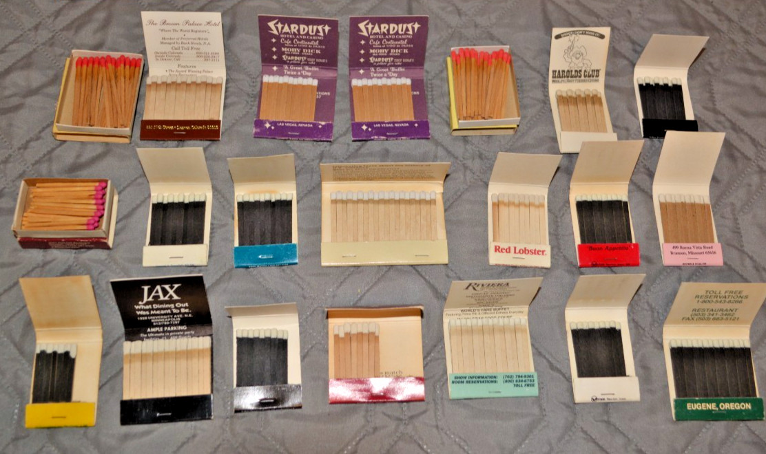 Vintage Matchbook Lot 20+ Casino Hotel Restaurant Advertising Matches Las Vegas