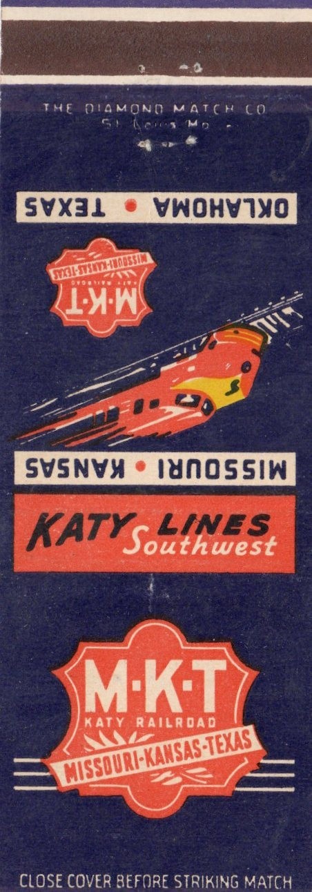 Vintage Matchcover Katy Lines Southwest Missouri Kansas Texas
