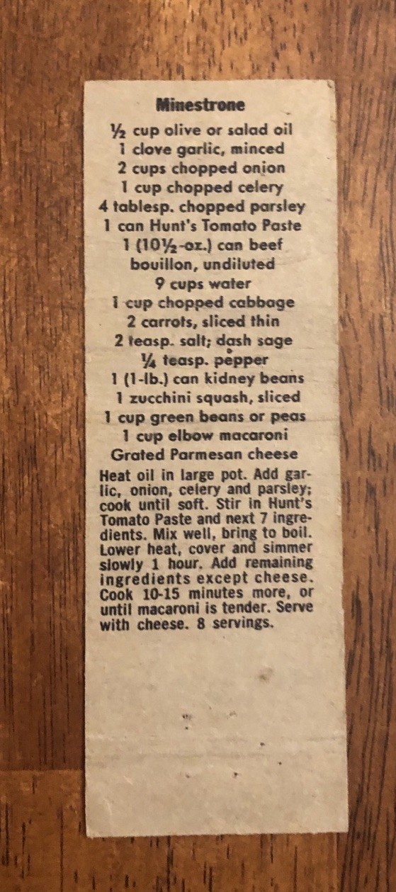 Hunt’s Minestrone Recipe (R1)