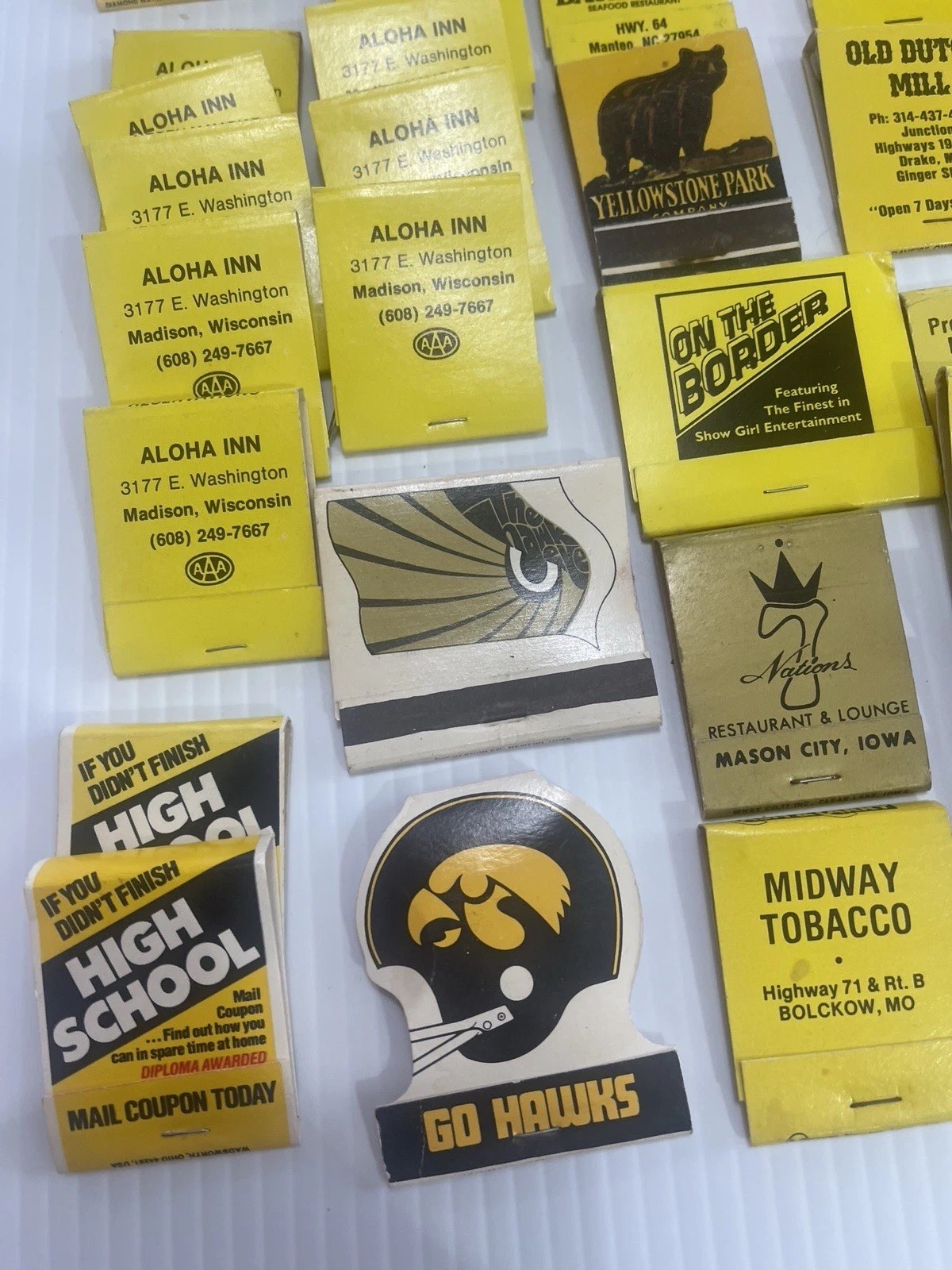 Lot of 72 Vintage Matchbooks Black & Gold Color Home Bar She Shed Decor Hawkeyes