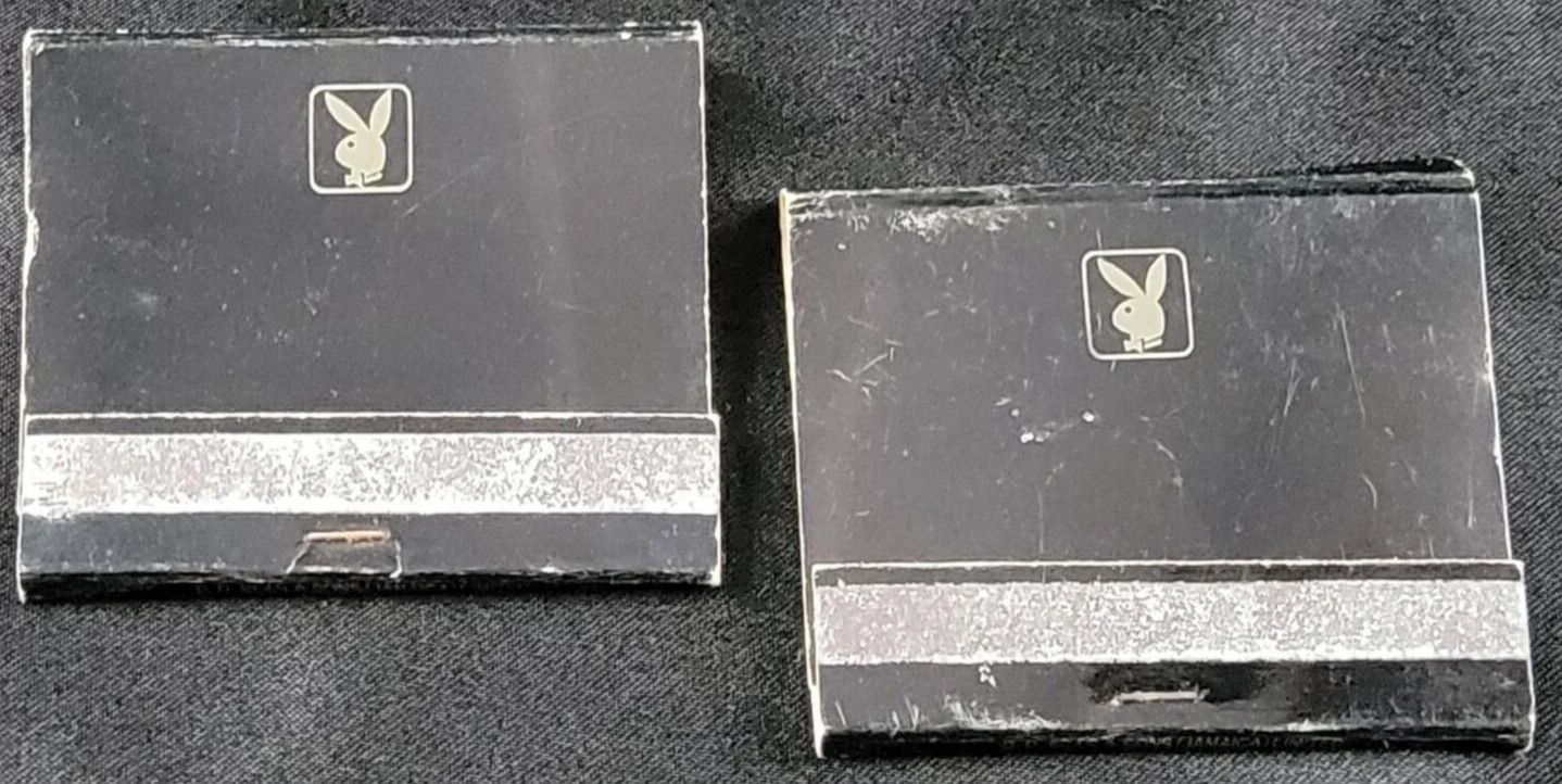 Playboy Club Advertising Matchbooks Large Black w/ Woman Lot x2 Vintage