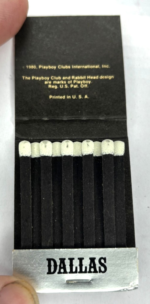Vintage! Playboy Dallas Matchbook! Texas Black & Silver Bunny! Cowboy Boot ~Full