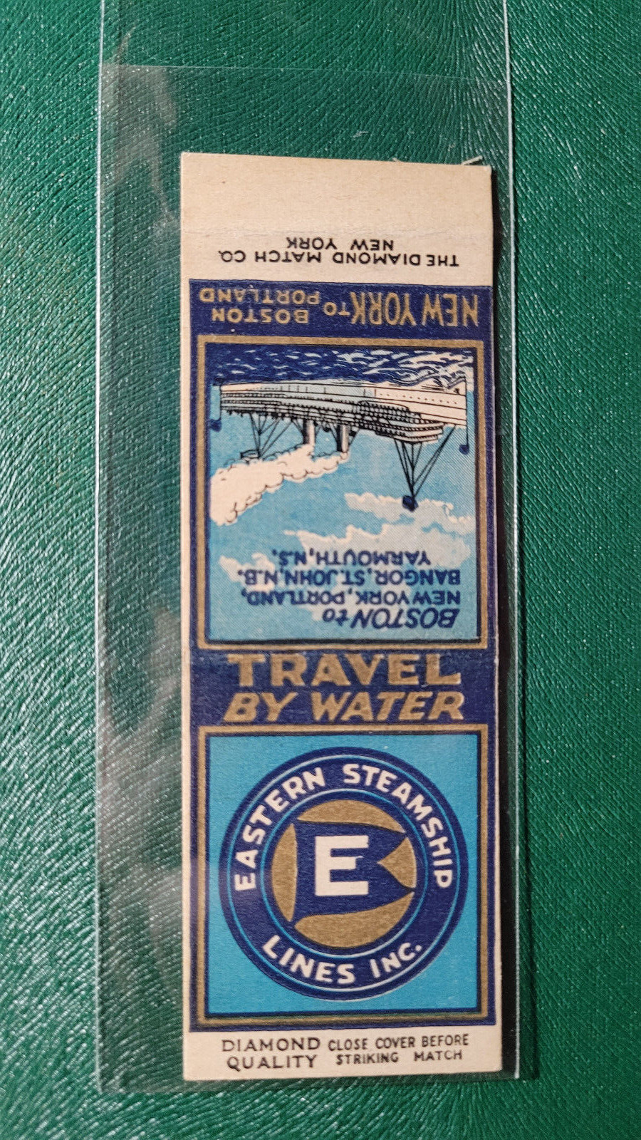 1930’s Eastern Steamship Lines Inc. Diamond Quality Matchbook Matchcover