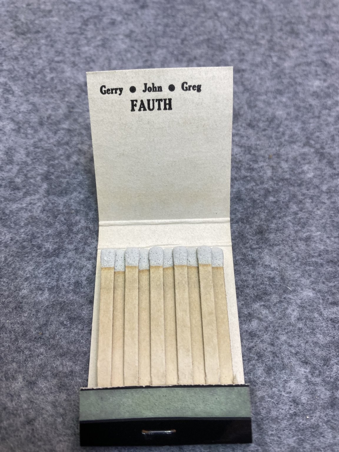Gerry Fauth Insurance Flint Michigan Vintage Black Design Matchbook