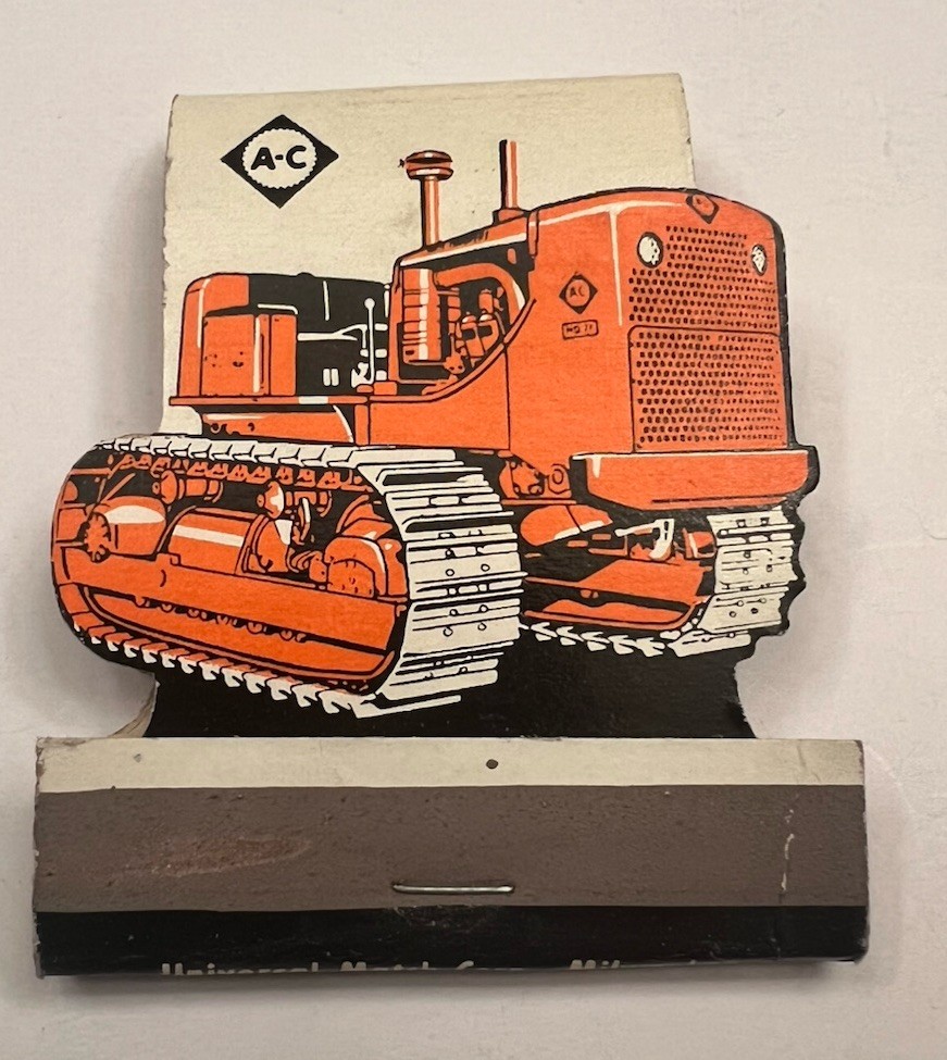 Vintage Allis-Chalmers Bulldozer Matchbook Die Cut Tractor Equipment Denver CO