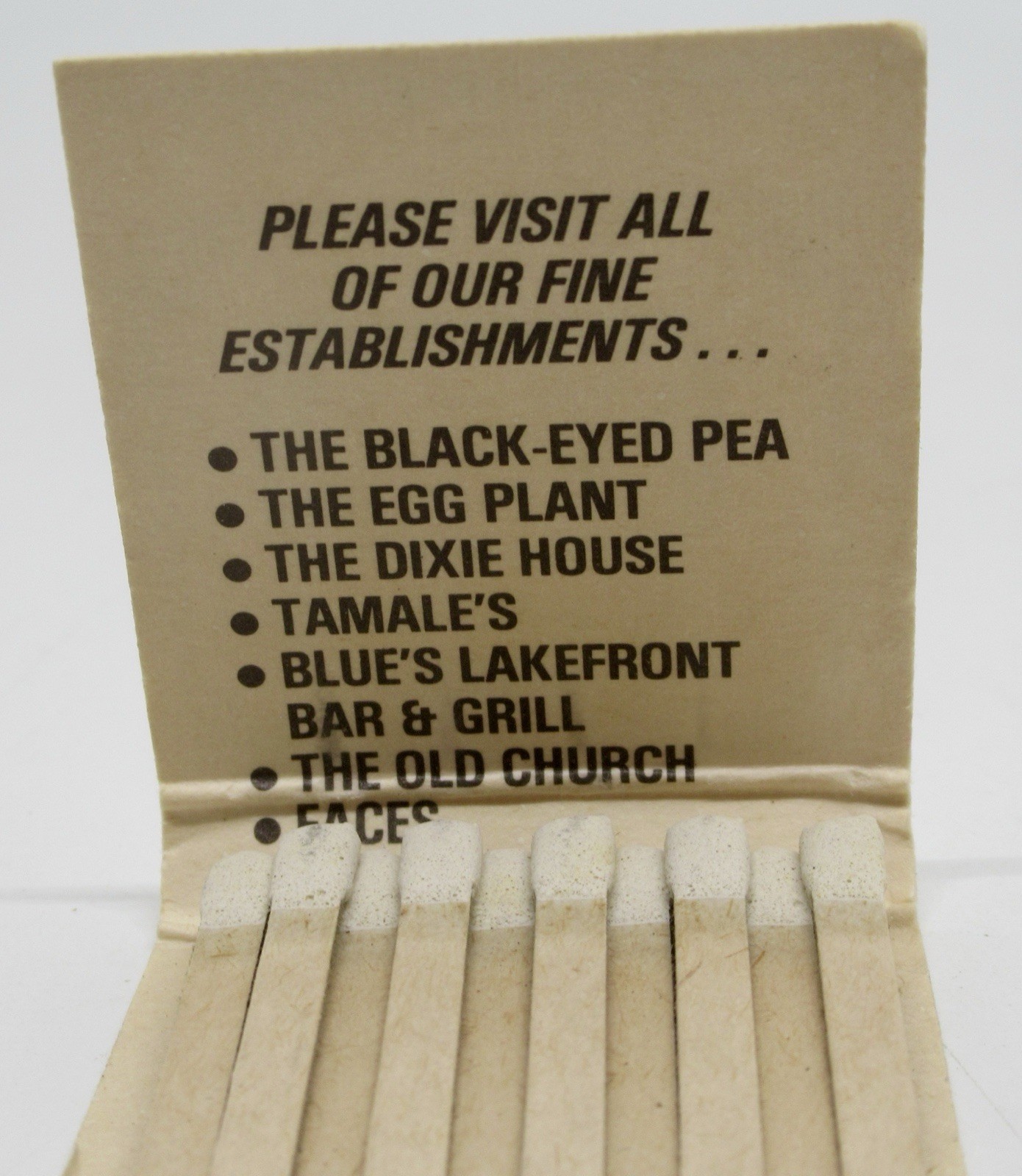 The Black Eyed Pea Restaurant DALLAS Texas Finest Chicken Fried Steak Matchbook