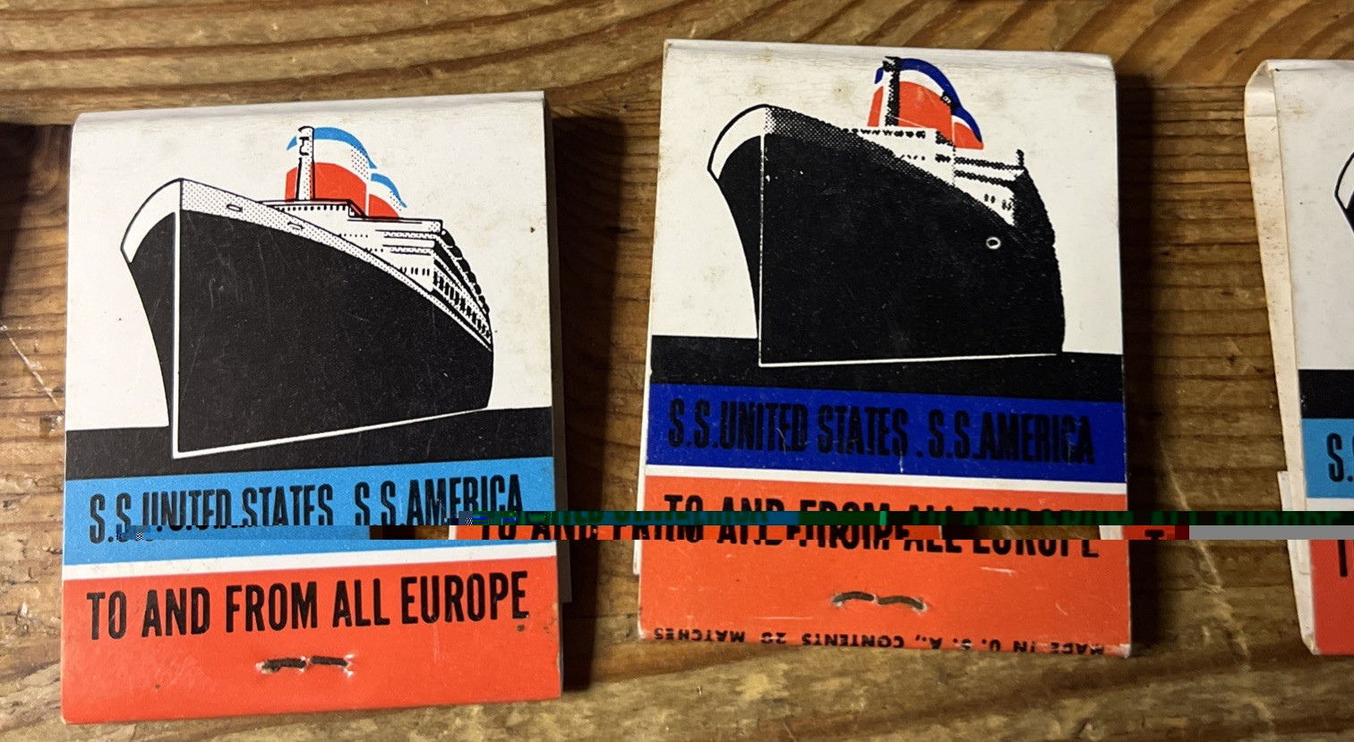 United States Lines Matchbook To And From All Of Europe SS America Matches Cover