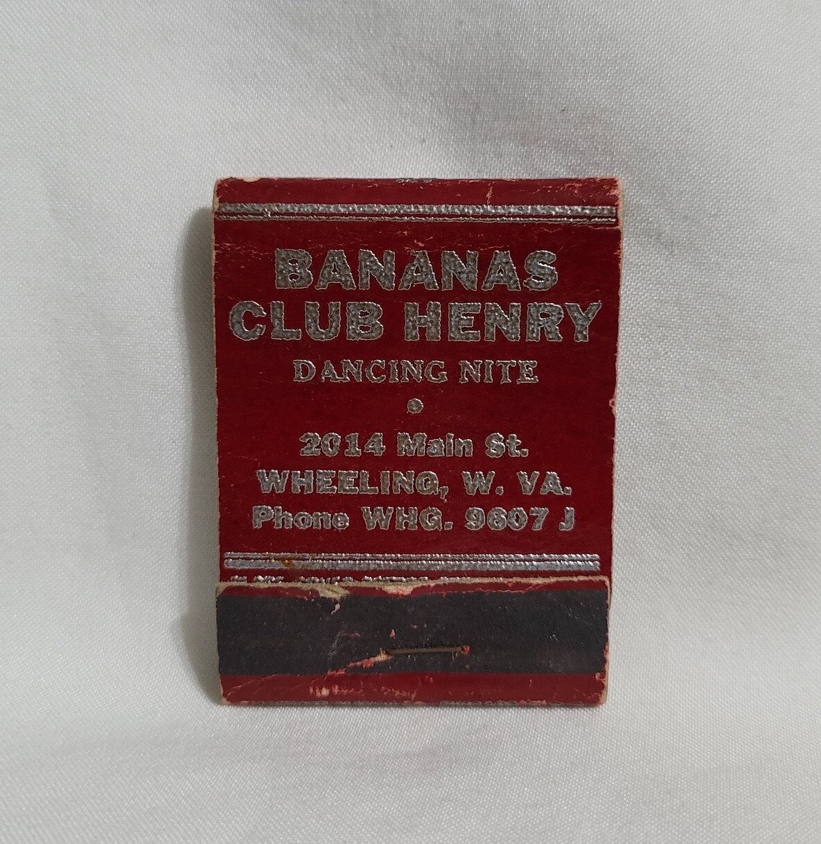 Vintage Bananas Club Henry Matchbook Cover Wheeling West Virginia Advertising