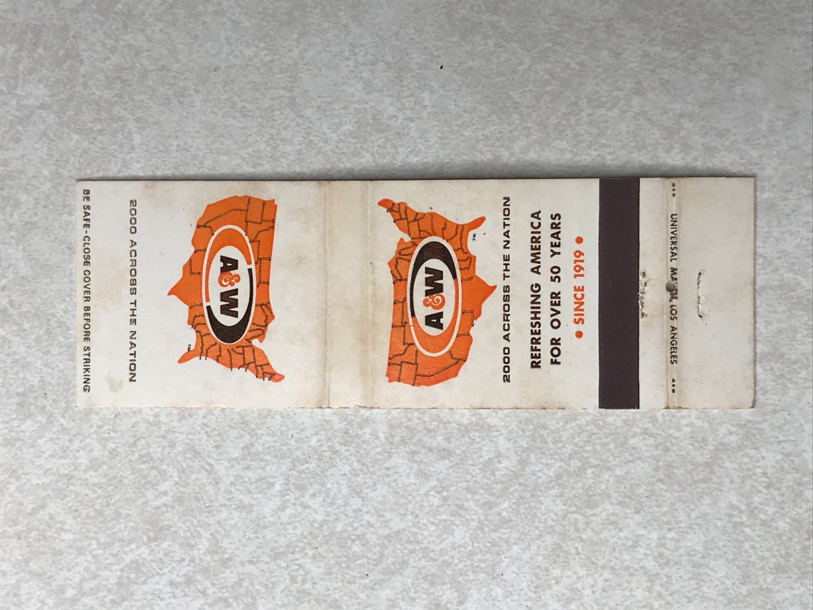 BE175 Matchbook Cover A&W Restaurant United States US Chain Nationwide