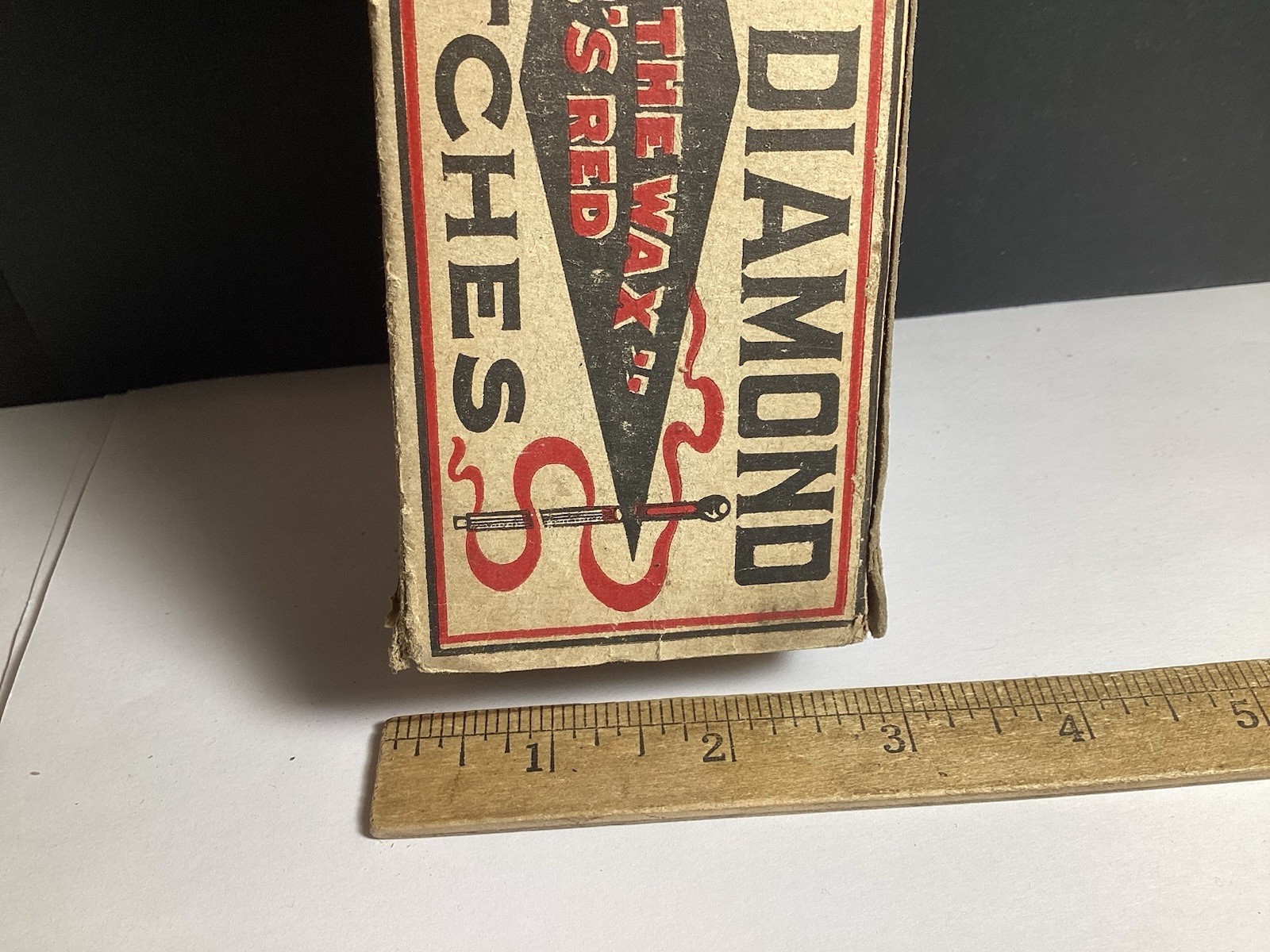 “RARE” BLACK DIAMOND MATCHES CARDBOARD MATCH BOX “SEE THE WAX IT’S RED”