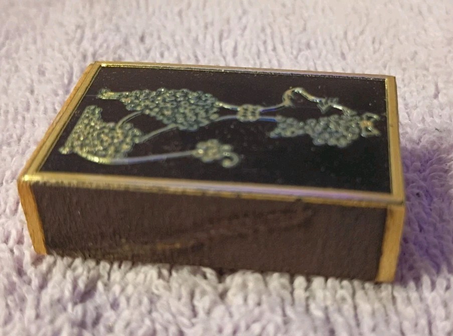 Vintage Set of 7 Decorated Table Matches Monogram of California Black Poodle