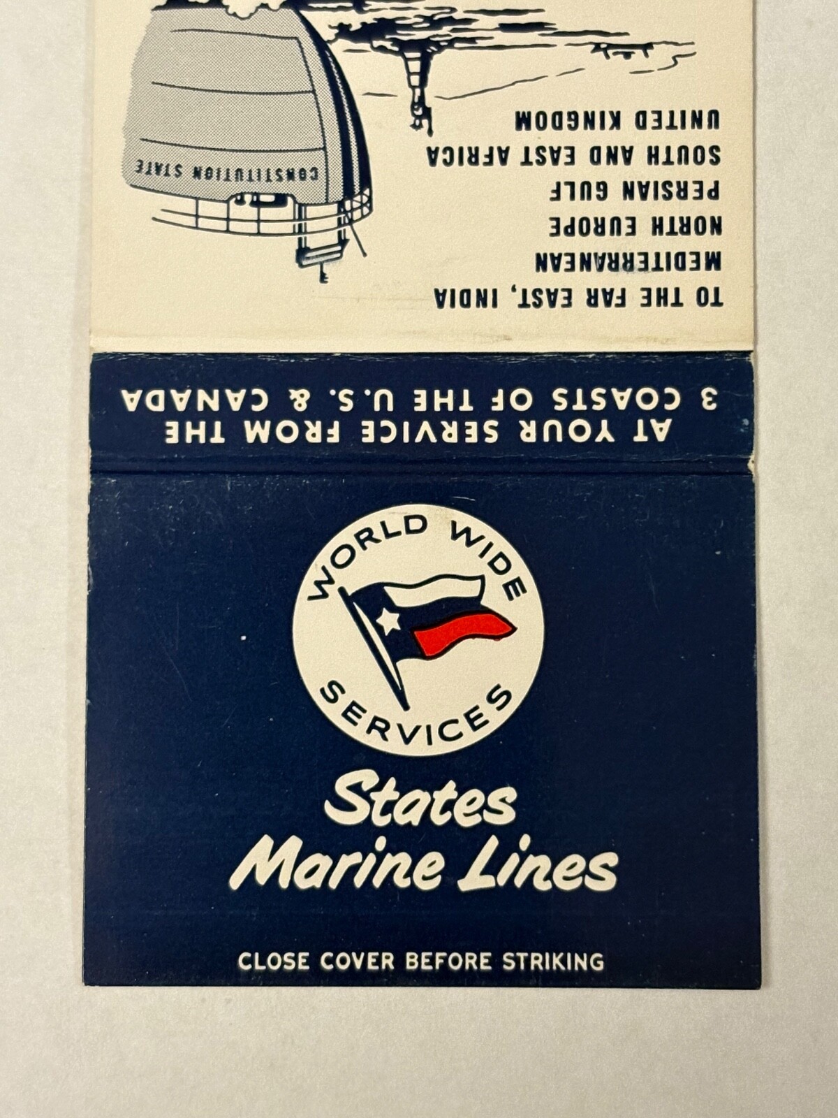 States Marine Lines Matchbook Cover Worldwide Services International Shipping