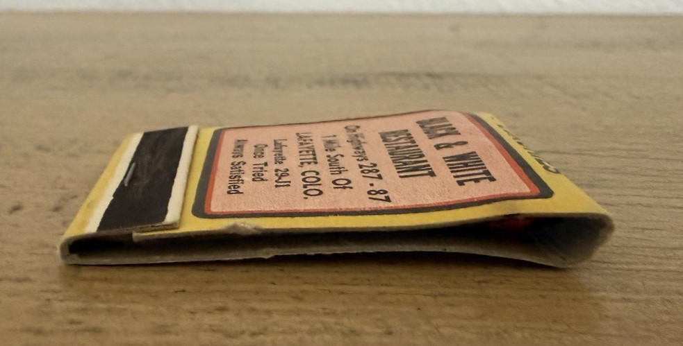 Black And White Diner Lafayette Colorado Matchbook Dont Mean To Crow NOT FULL