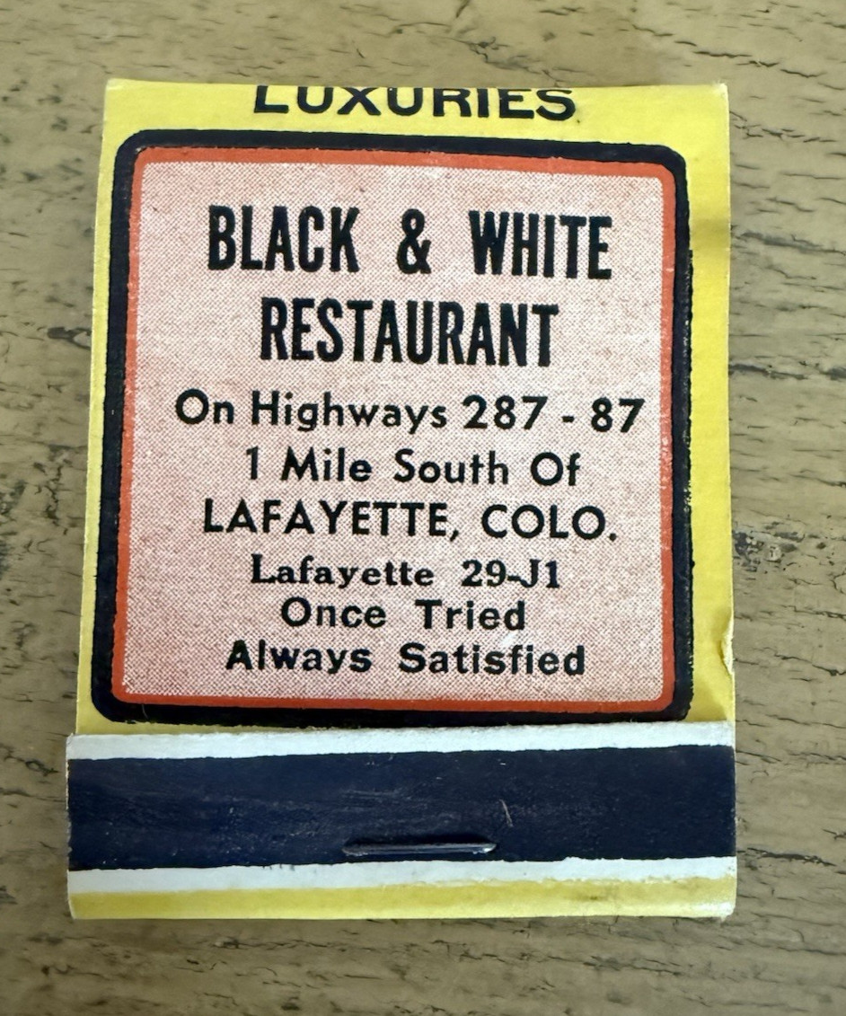 Black And White Diner Lafayette Colorado Matchbook Dont Mean To Crow NOT FULL