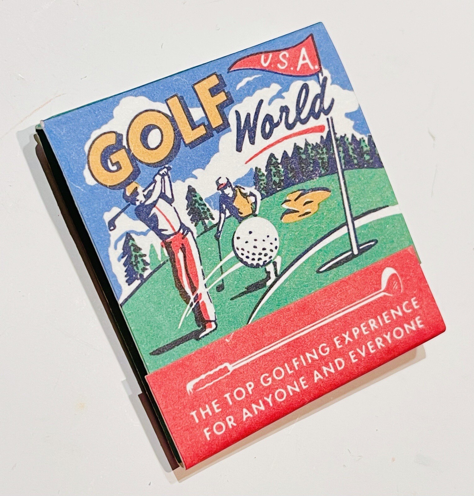 Feature Matchbook MCM Design “Golf World USA” Golfing Bunny Printed Match Stems!
