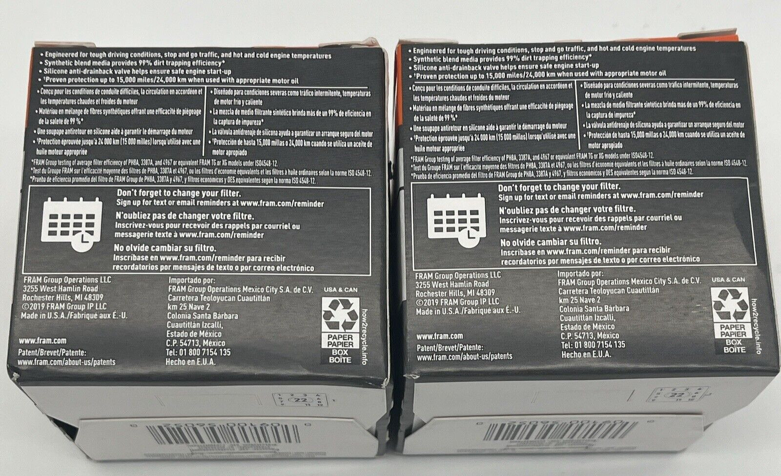 2 New Fram Oil Filters TG6607 Tough Guard Spin-On Filter with SureGrip 2 Filters