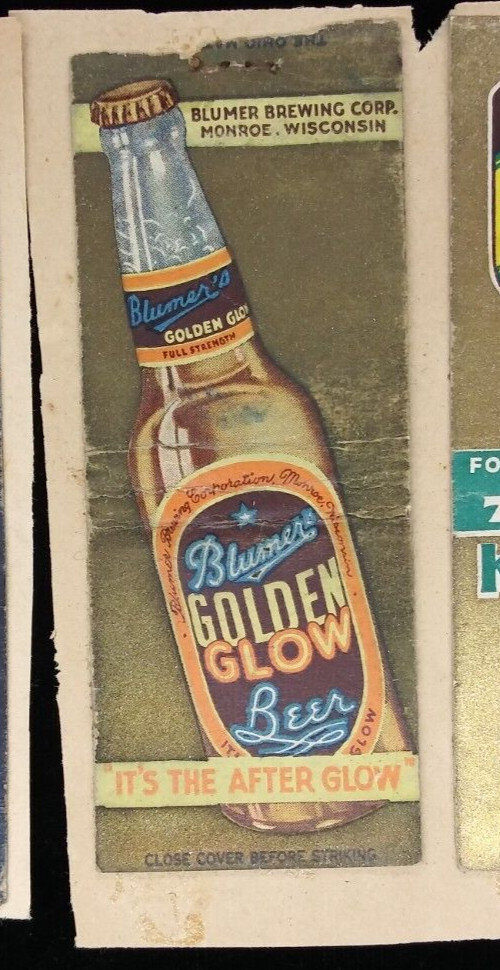 Genuine 3 Old Brewery Advertising Matchbook Covers Mounted on Cardboard