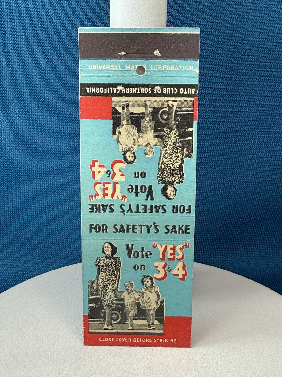 Auto Club of California “VOTE YES” VTG Matchbook Cover Lt#850