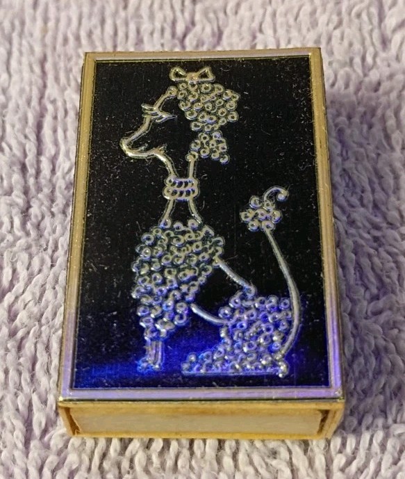 Vintage Set of 7 Decorated Table Matches Monogram of California Black Poodle