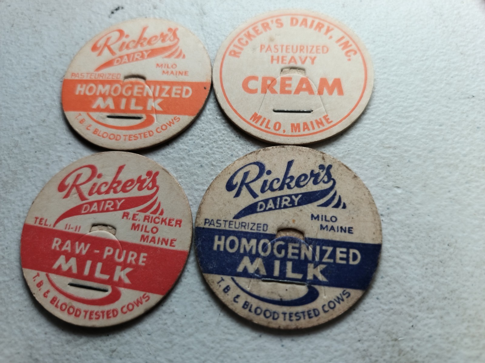 12 VINTAGE CARDBOARD MILK TOPS **VERY GOOD CONDITION**