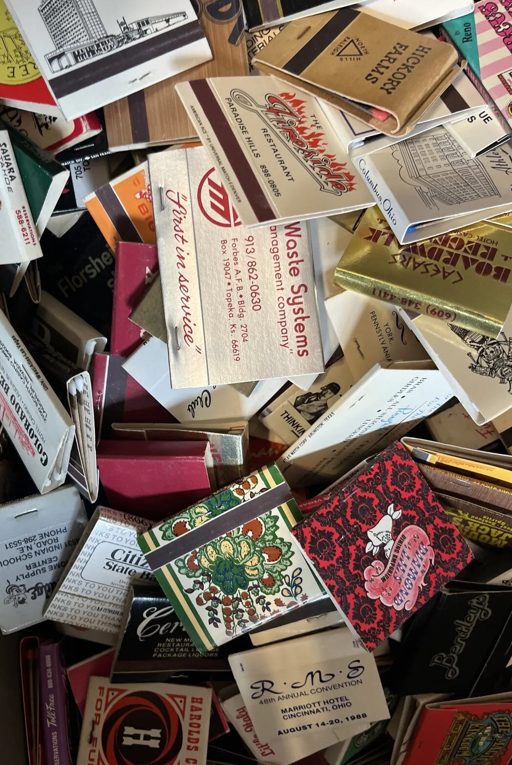 FRESH Lot of 65 Estate Mint Batch Vintage Full Unused Matchbooks No Dups Look😉
