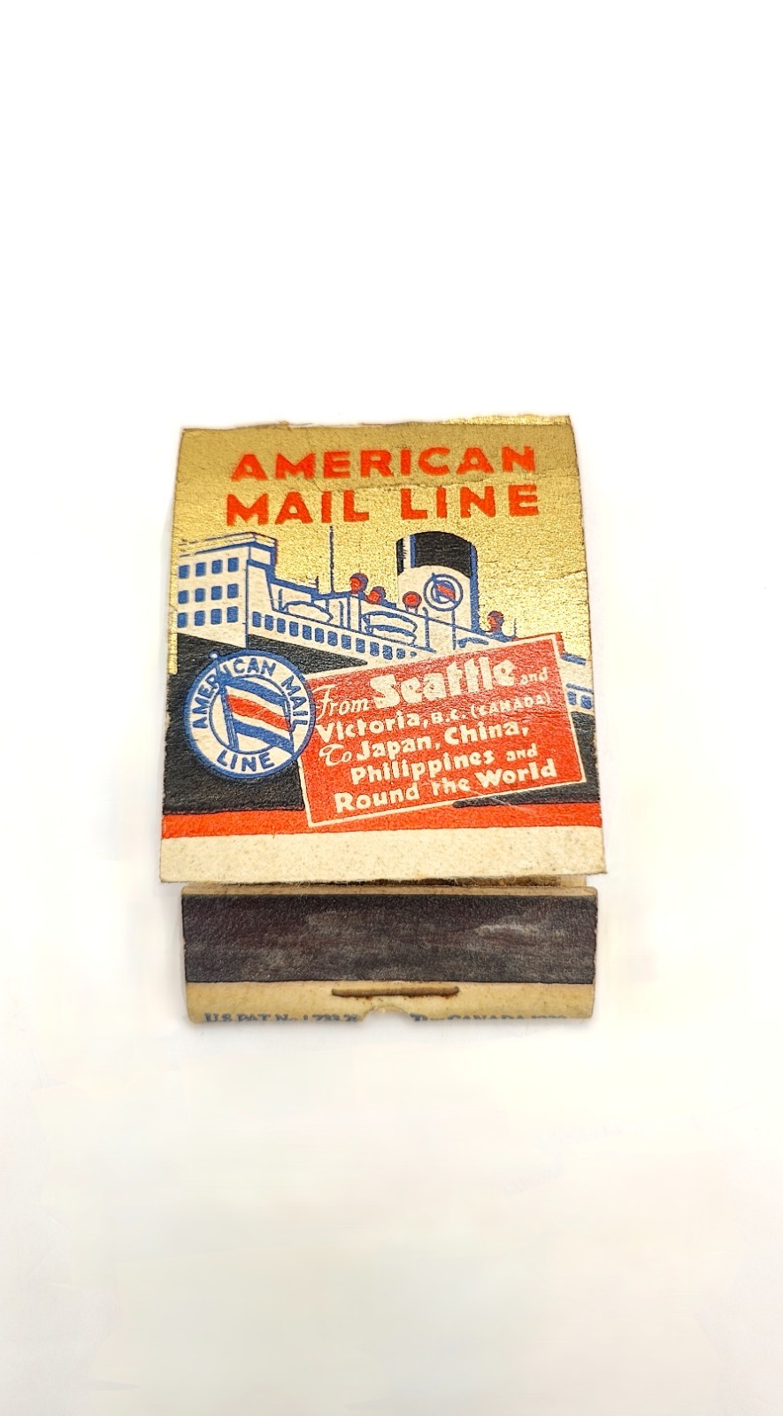 Vintage American Mail Line Trans Pacific Sailings Matchbook EMPTY