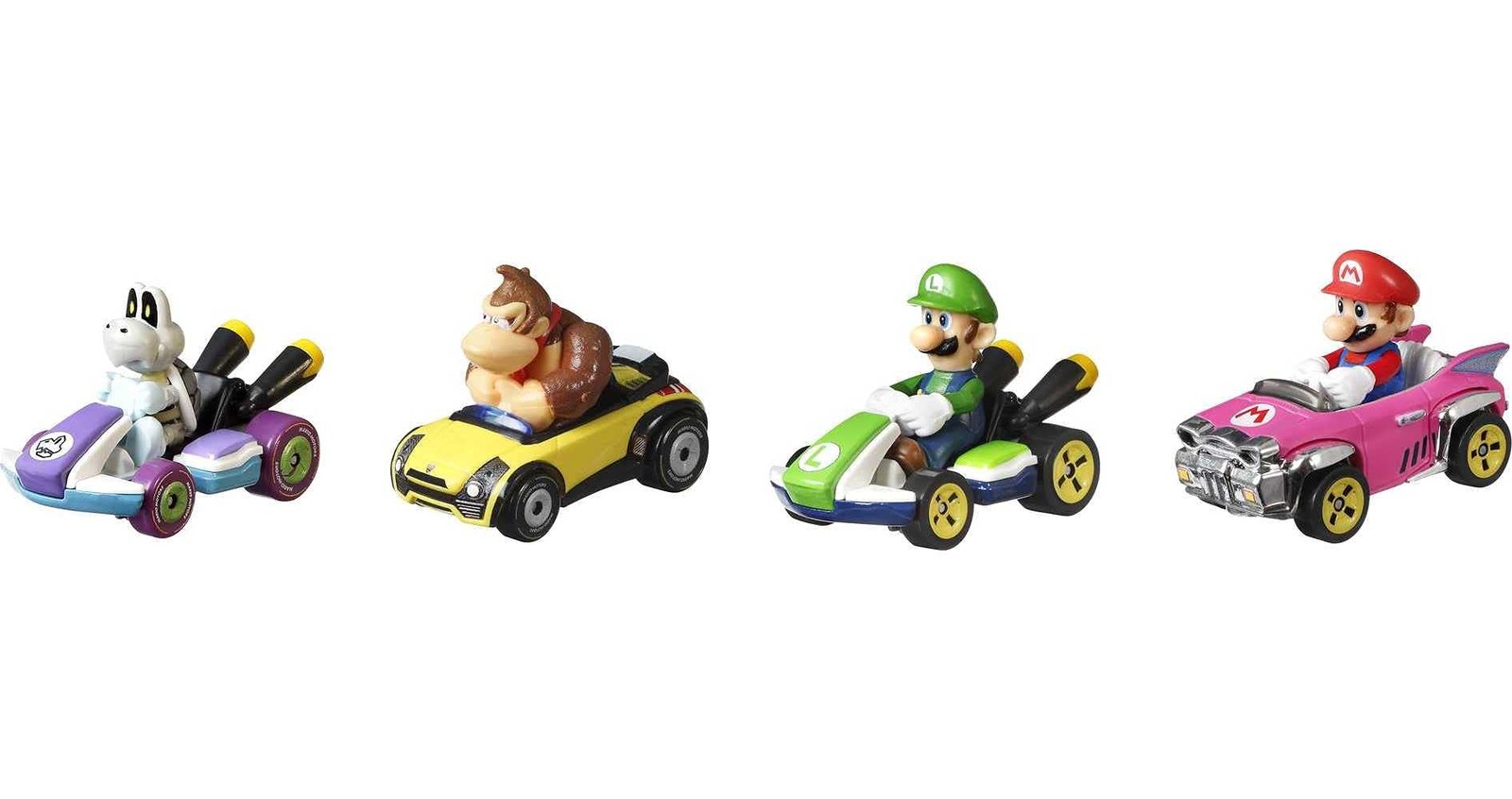 Hot Wheels Mario Kart Vehicle 4-Pack, Set of 4 Fan-Favorite Characters Includes