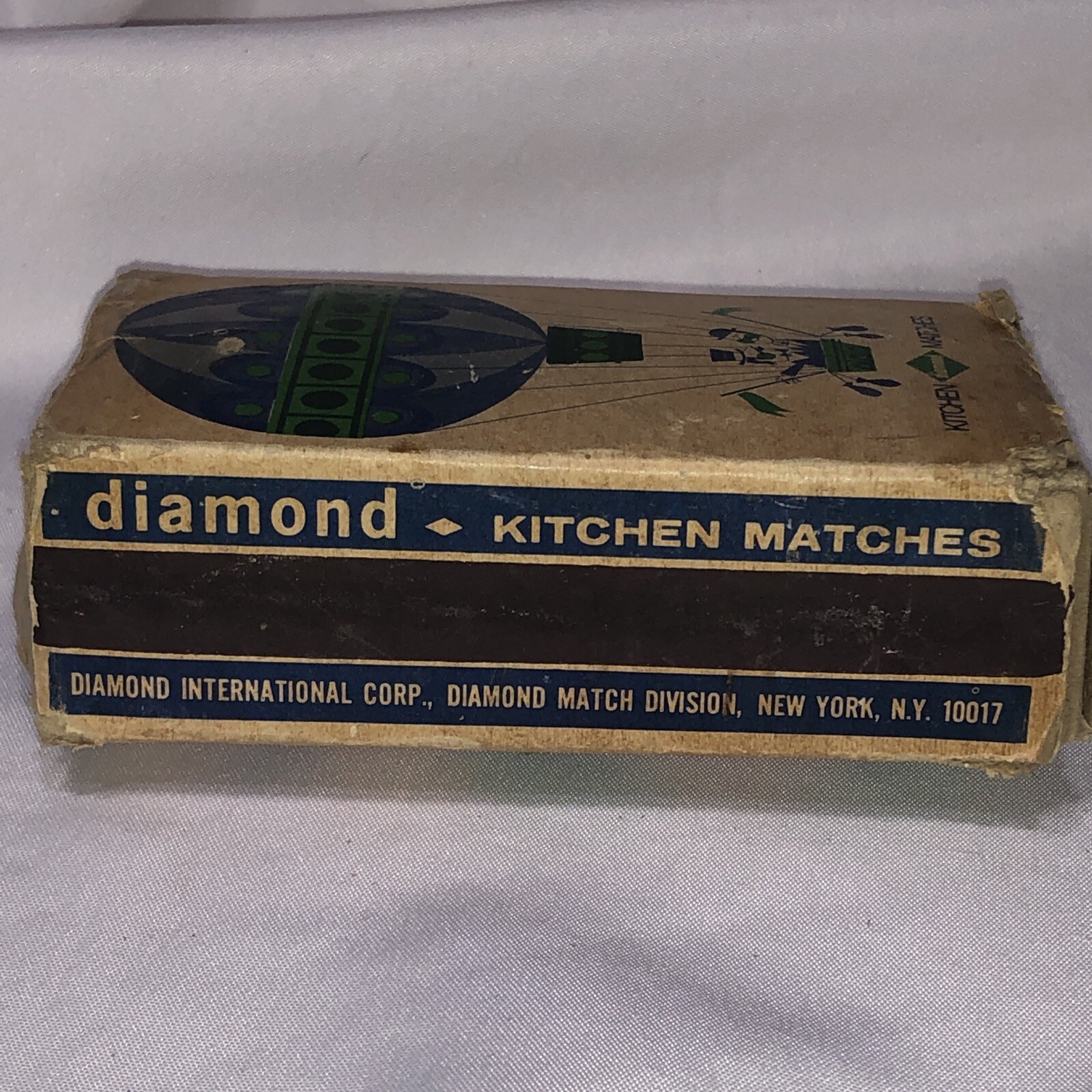 Diamond Kitchen Matches Vtg Cardboard Box 250 Matches USA Hot Air Balloon/u3a