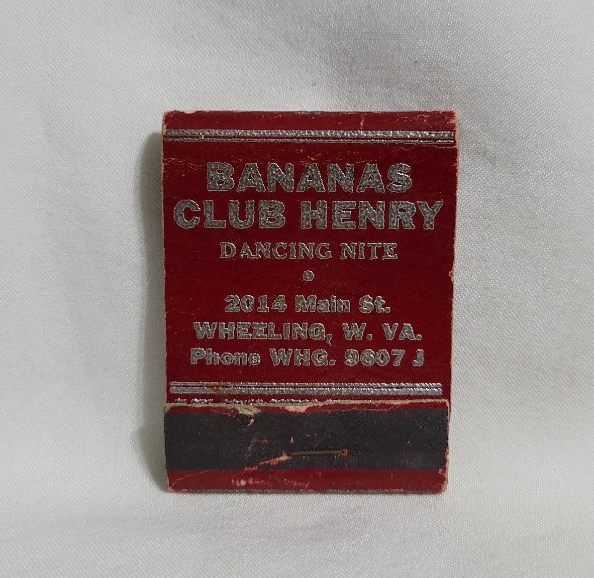 Vintage Bananas Club Henry Matchbook Cover Wheeling West Virginia Advertising