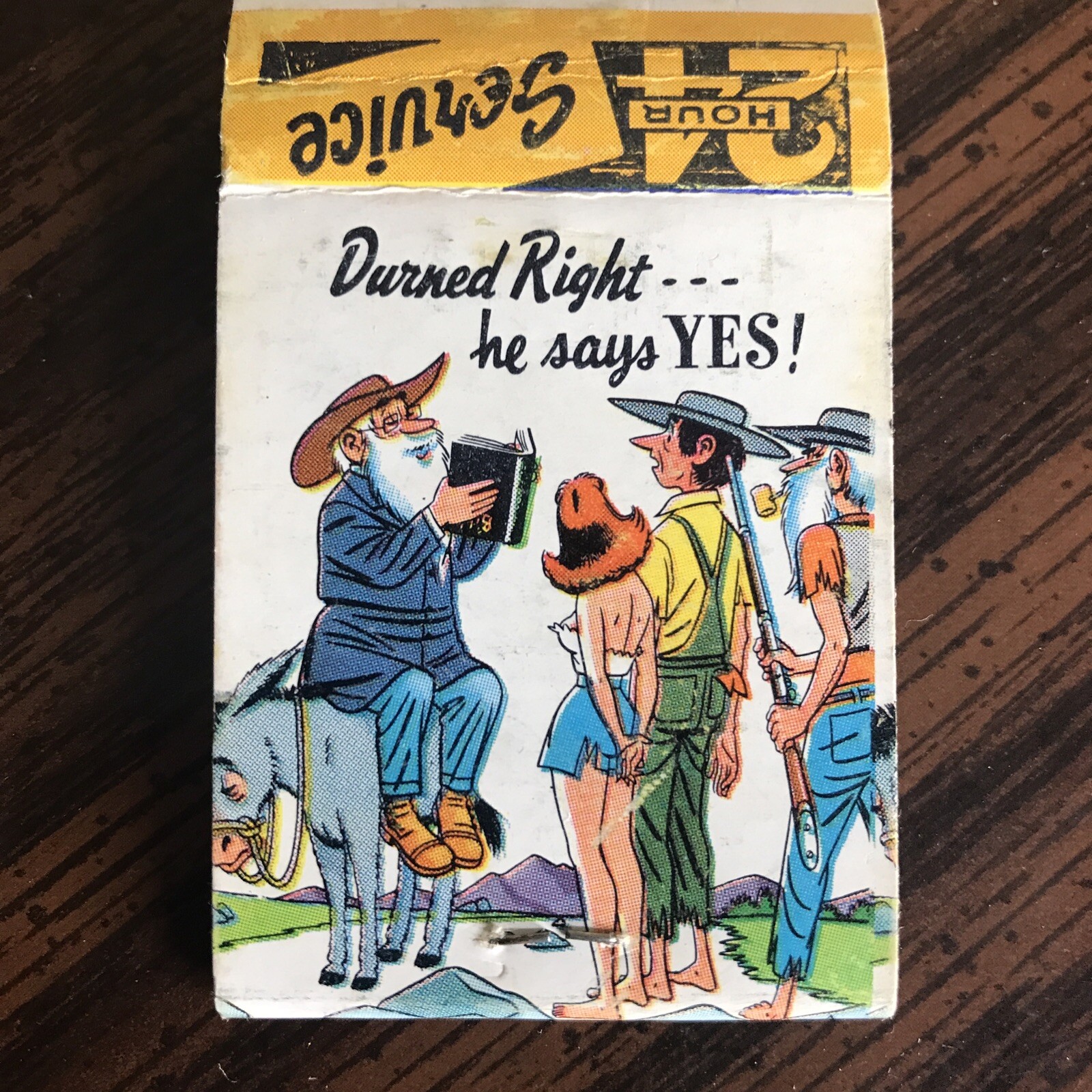 Vintage MATCHBOOK Durned Right He Says YES SUNOCO Service Unstruck Matches