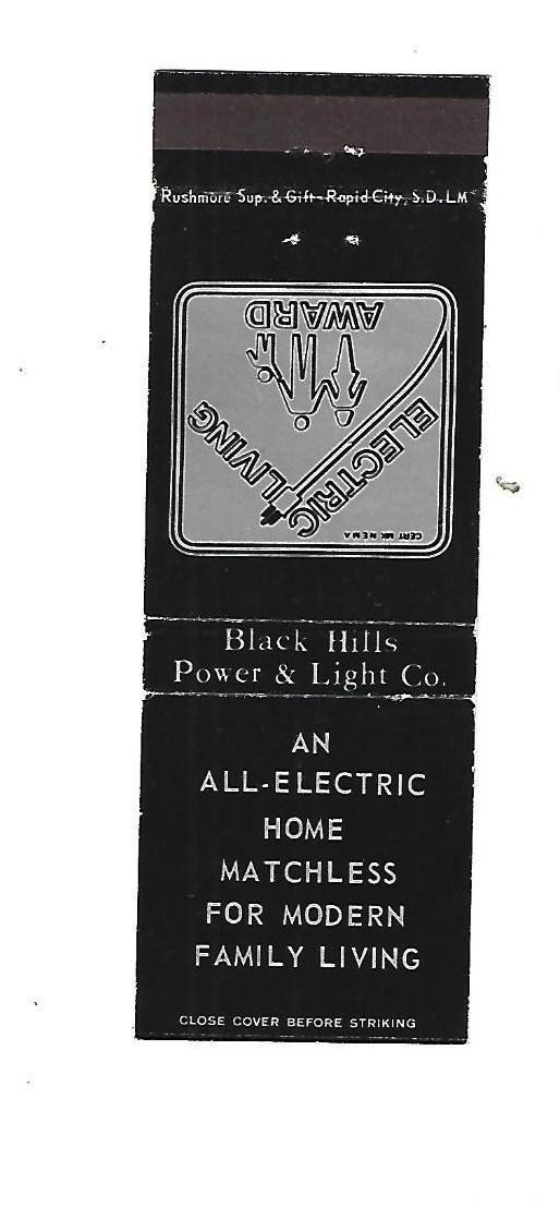 Black Hills Power & Light Co. Matchcover