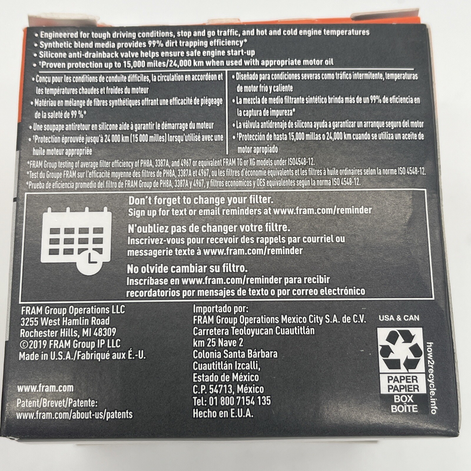2 New Fram Oil Filters TG6607 Tough Guard Spin-On Filter with SureGrip 2 Filters