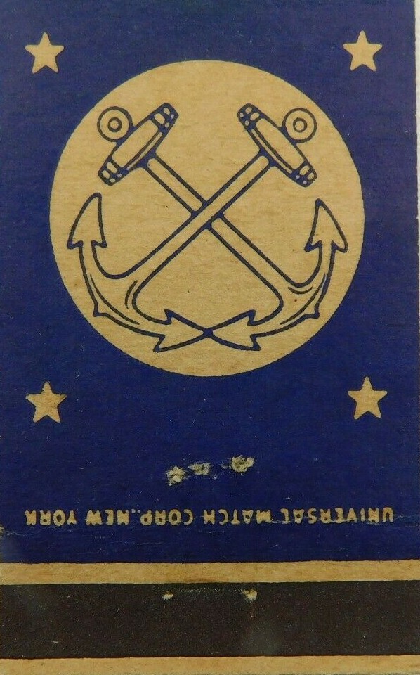 United States Navy Twin Anchors And Stars Vintage Matchbook Cover